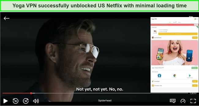 Screenshot of Yoga VPN unblocking Netflix