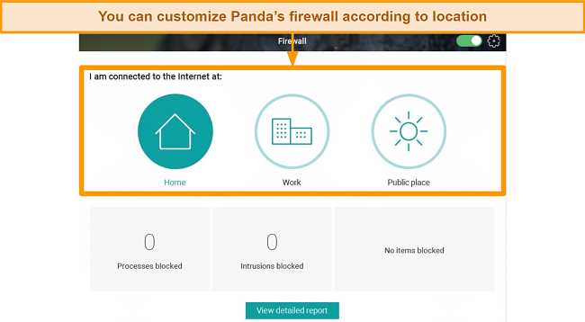 Panda firewall settings screenshot