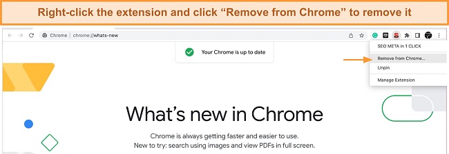 Chrome에서 확장을 제거하는 방법에 대한 스크린 샷