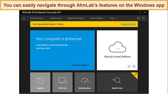 Screenshot of AhnLab Windows desktop layout