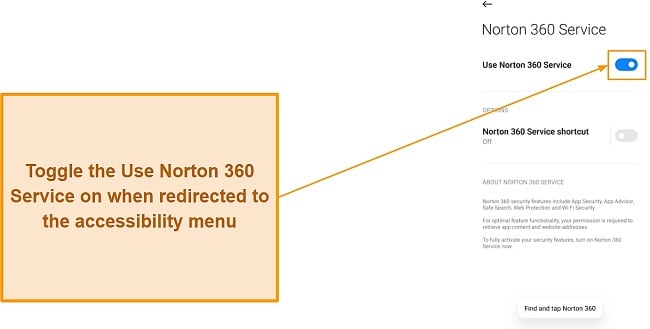 Enabling the Norton 360 Service on Android