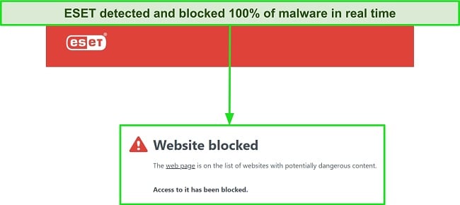 Screenshot of ESET real-time protection