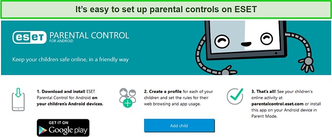 Setting up parental controls on ESET