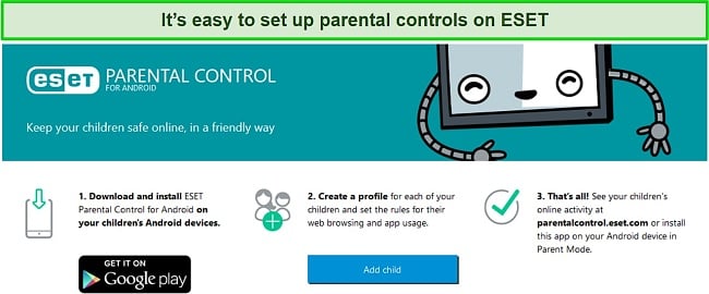 Setting up parental controls on ESET