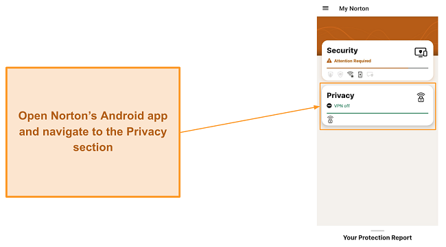 Opening Norton's Android app