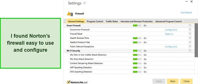 Norton's intuitive firewall configuration