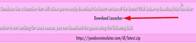 Captura de pantalla de la página de descarga de Yandere Simulator