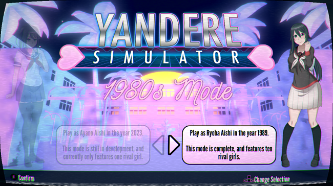 Captura de pantalla de la página de bienvenida de Yandere Simulator