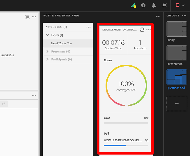 Adobe Connect engagement dashboard