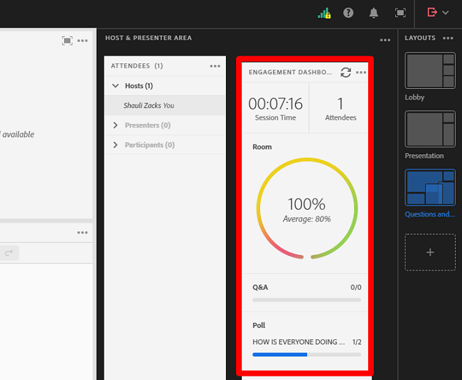 Панель взаимодействия с Adobe Connect