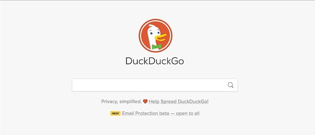 Captura de tela do mecanismo de pesquisa DuckDuckGo no navegador Tor