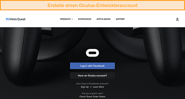 Erstellen eines Oculus-Entwicklerkontos.