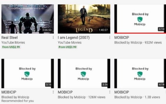 Mobicip bloquea videos de YouTube