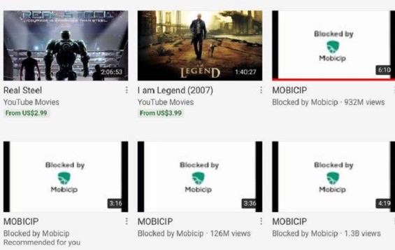 Mobicip bloque les vidéos YouTube