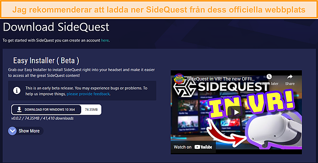 SideQuests officiella hemsida.