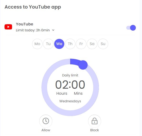 QWustodio で YouTube の使用時間制限を設定する