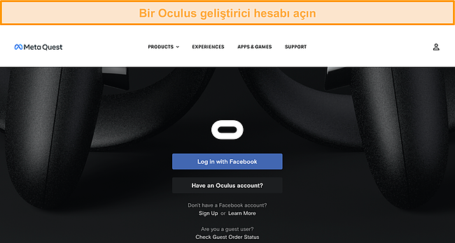 Oculus geliştirici hesabı oluşturma.
