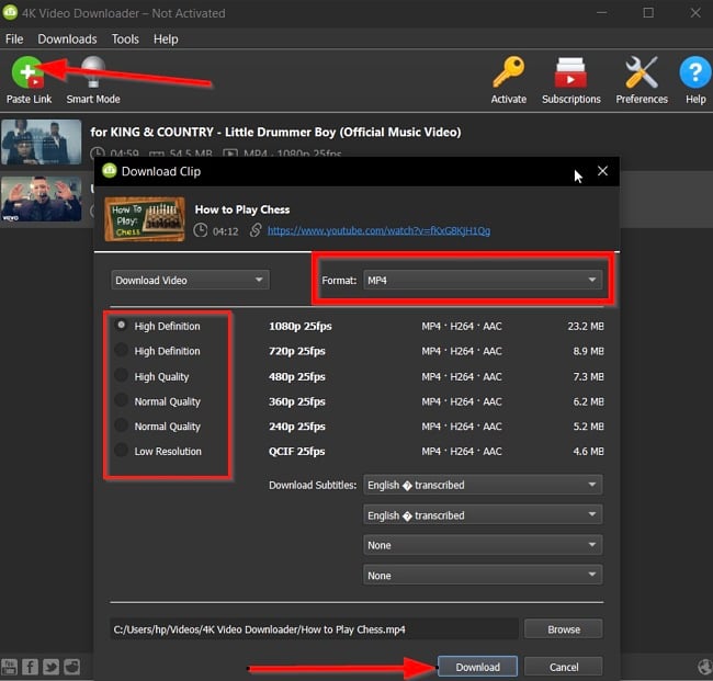 4K Video Downloader paste link screenhot