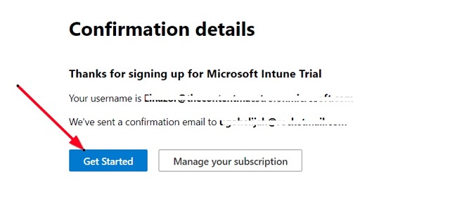 Microsoft Intune confirmation details screenshot