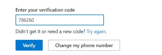 Microsoft Intune enter verification code screenshot