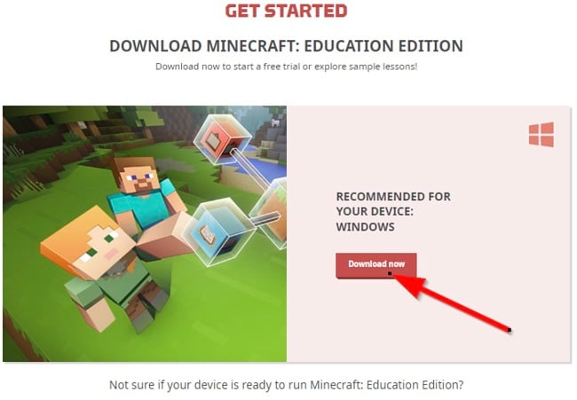 Minecraft Education Edition comenzar descargar captura de pantalla