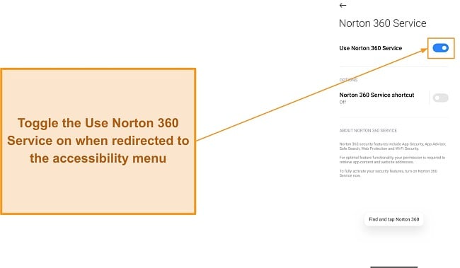 Enabling Norton 360 Service