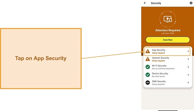 Norton for Android App Security menu