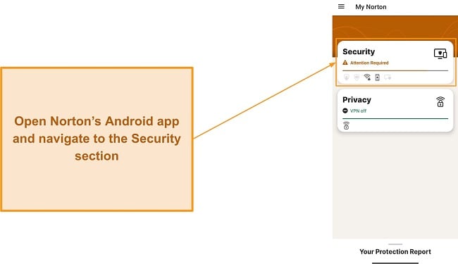 Norton's Android app interface