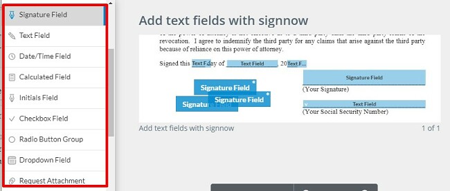 signNow interface
