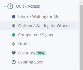 signNow Quick Access inbox