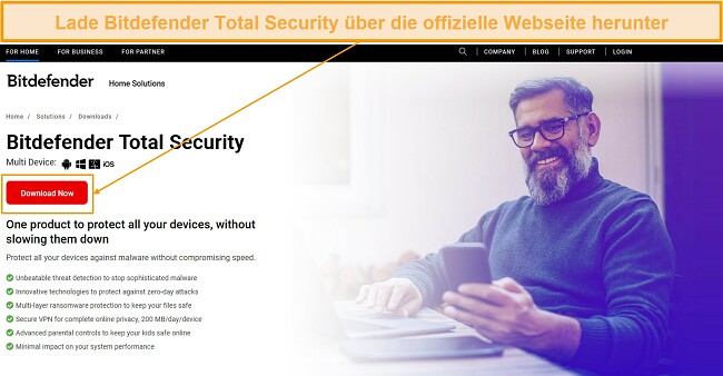 Laden Sie Bitdefender Total Security von seiner offiziellen Website herunter