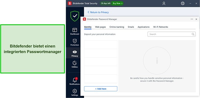 Einrichten des Passwort-Managers von Bitdefender