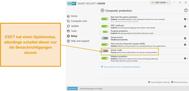 Die Gamer-Modus-Funktion von ESET