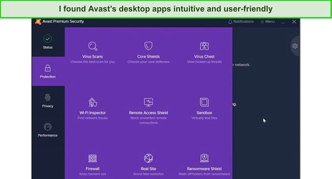 Screenshot of Avast's Windows app dashboard