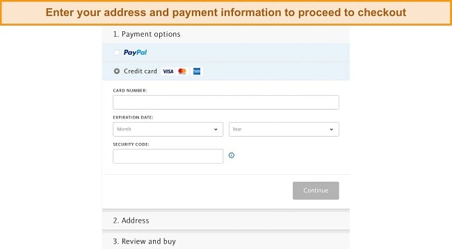 Screenshot of Avira's checkout page