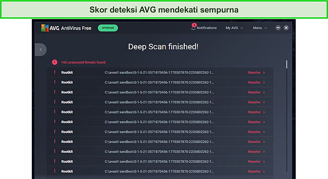 Tangkapan layar hasil Deep Scan AVG.