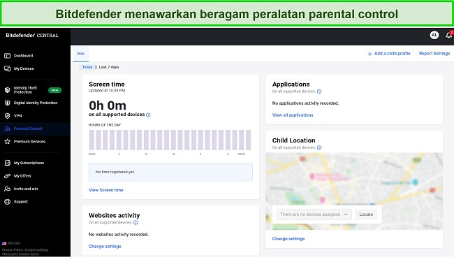 Rangkaian kontrol orangtua menyeluruh Bitdefender