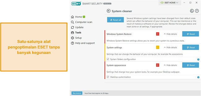 Menggunakan alat pembersih Sistem ESET