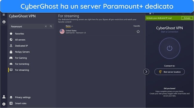 Maschera per lo streaming dedicata di CyberGhost su come guardare Parmount+