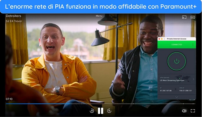 Maschera: Come guardare Parmount+ con PIA VPN streaming Detroiters