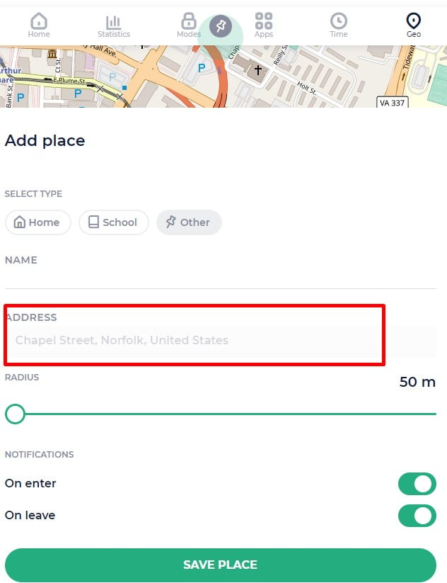 Kidslox Geofence