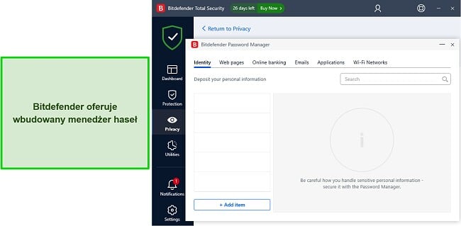 Konfigurowanie menedżera haseł Bitdefender