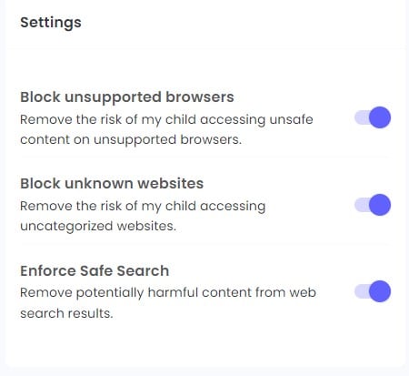 Configuración del filtro web de Qustodio