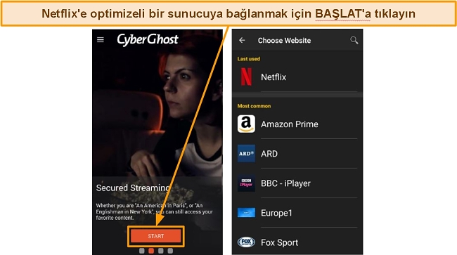 Bir Android cihazda CyberGhost 