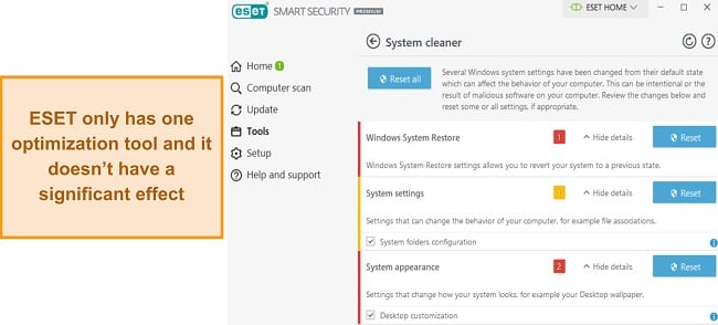 ESET's System cleaner tool