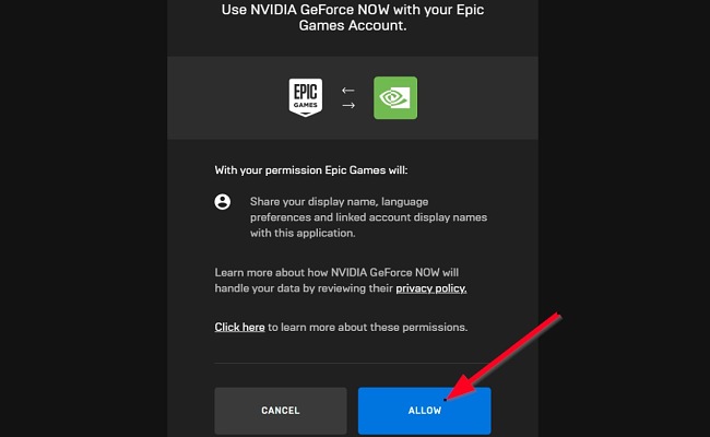 Екранна снимка на бутона за разрешаване на GeForce СЕГА