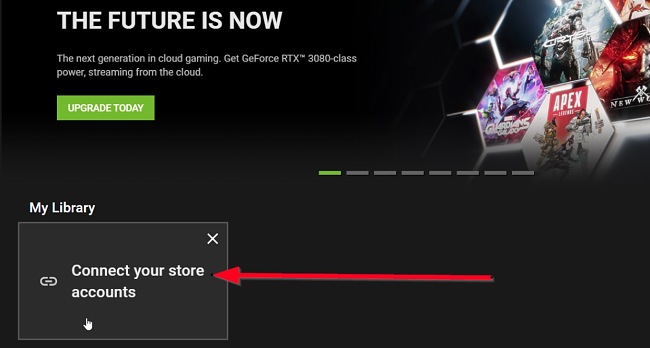 GeForce СЕГА свържете вашите акаунти в магазина екранна снимка