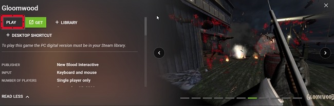 Екранна снимка на бутона за възпроизвеждане GeForce NOW