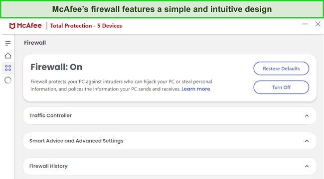 McAfee's intuitive and secure firewall