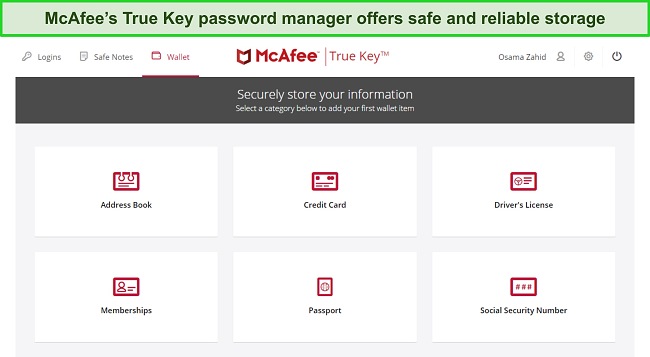 McAfee's True Key password manager
